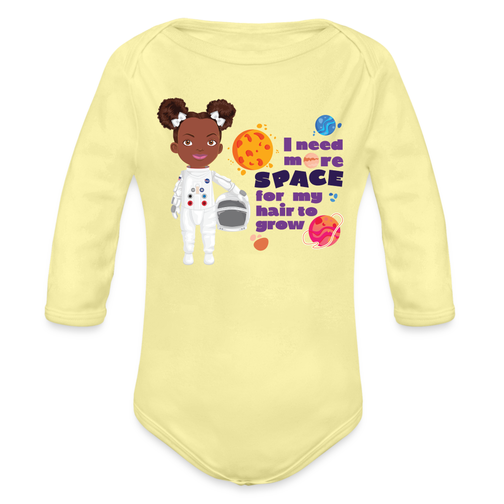 Astronaut Organic Long Sleeve Baby Bodysuit - washed yellow