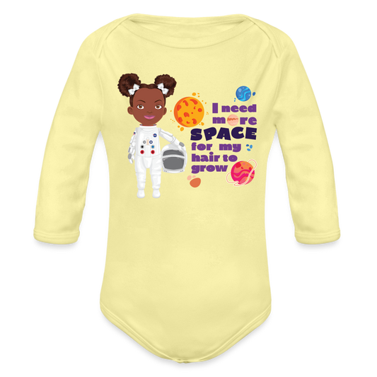 Astronaut Organic Long Sleeve Baby Bodysuit - washed yellow