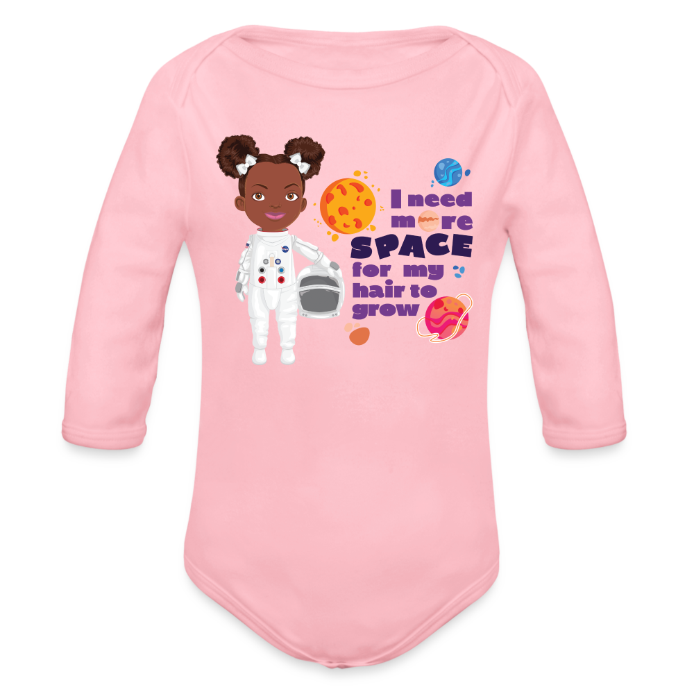 Astronaut Organic Long Sleeve Baby Bodysuit - light pink