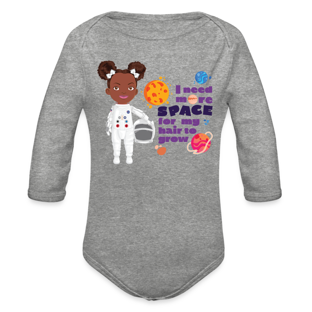 Astronaut Organic Long Sleeve Baby Bodysuit - heather grey