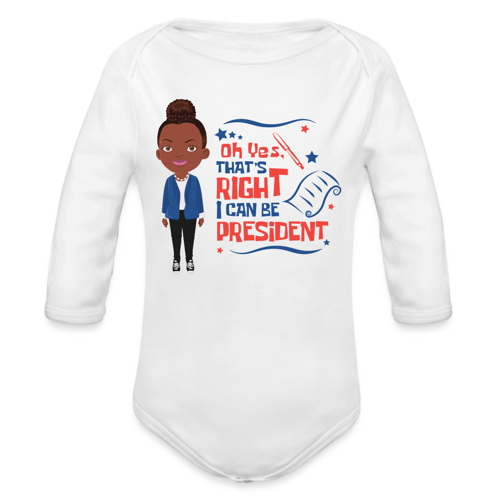 President Organic Long Sleeve Baby Bodysuit - white