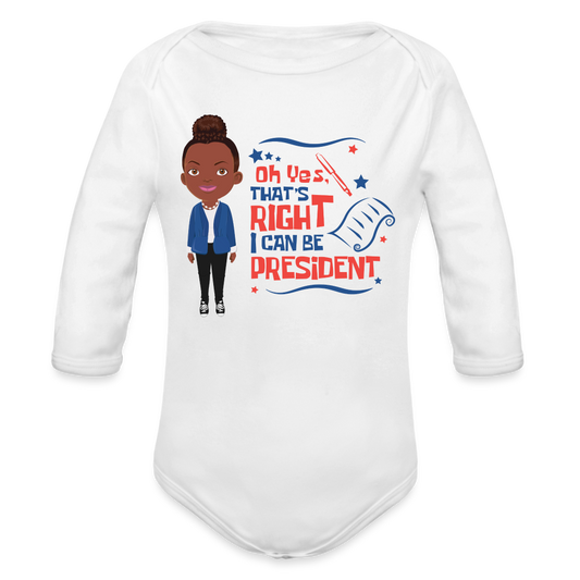 President Organic Long Sleeve Baby Bodysuit - white