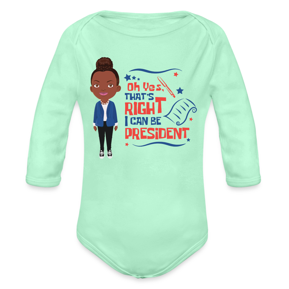 President Organic Long Sleeve Baby Bodysuit - light mint
