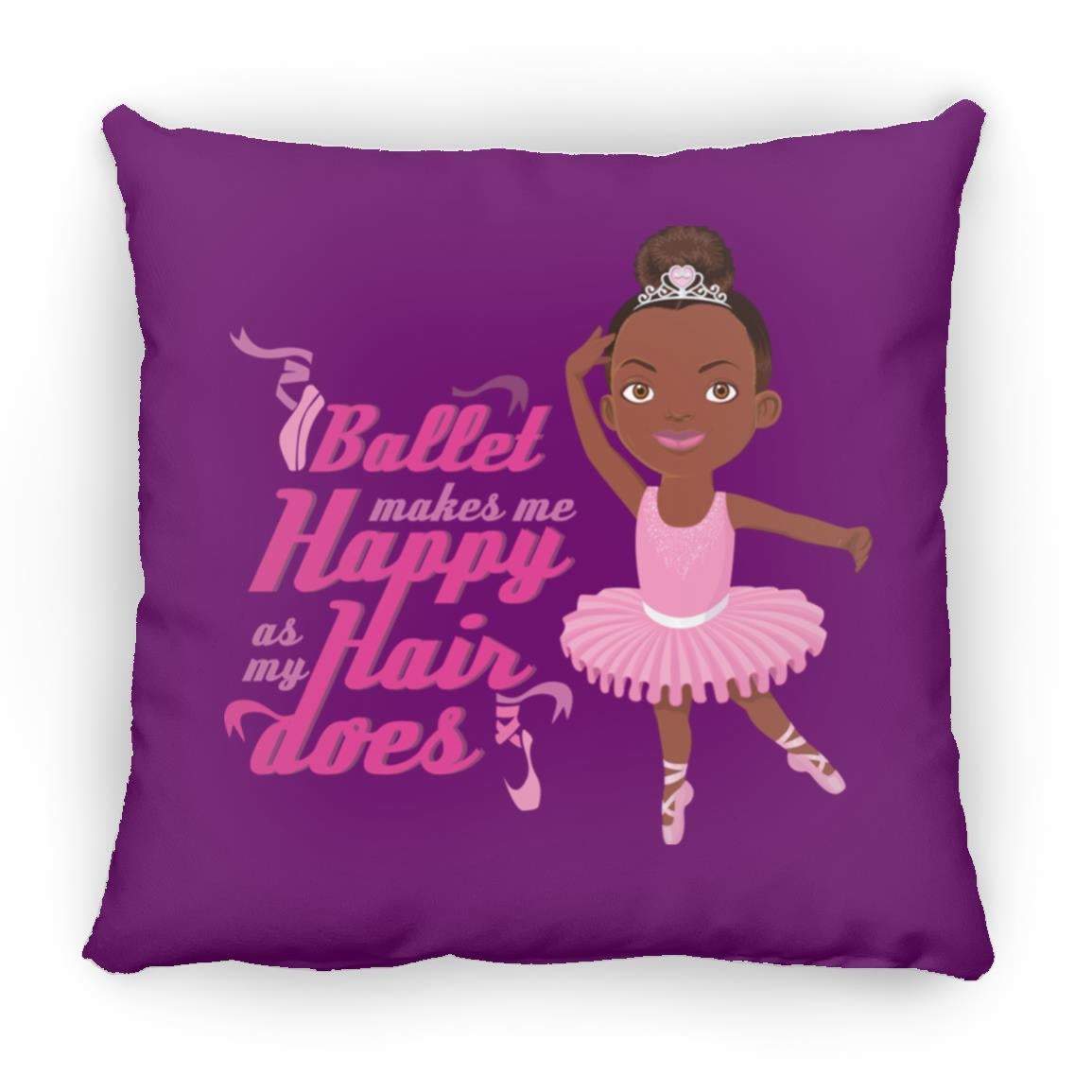 Ballerina Square Pillow 16x16-CustomCat-Accessories,Happy Ballerina,Pillows