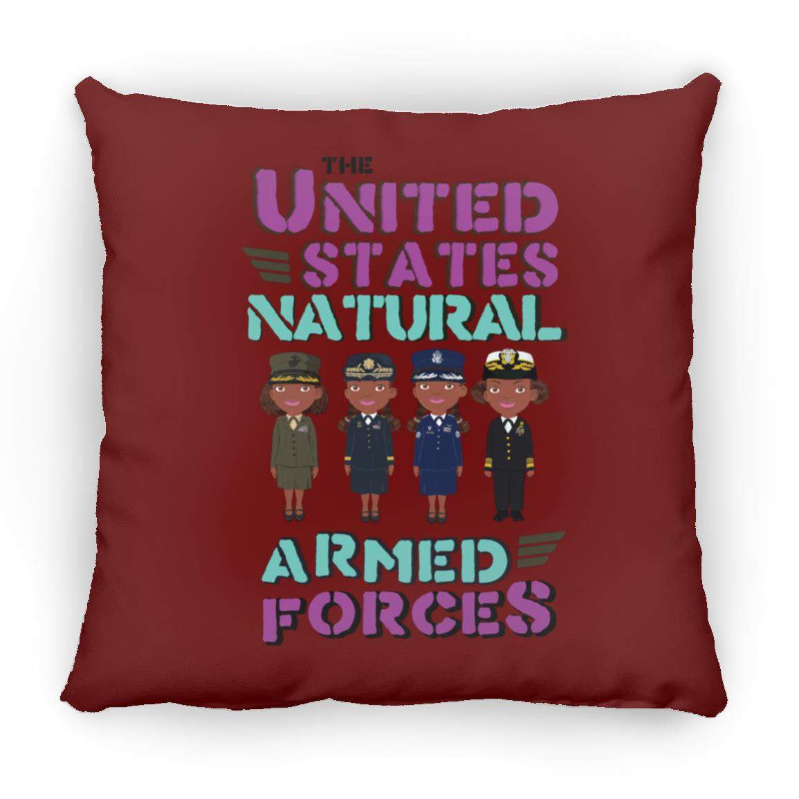 Armed Forces Pillow 16x16-CustomCat-Accessories,Armed Forces with Awesome Hair,Housewares,Pillows,Shop
