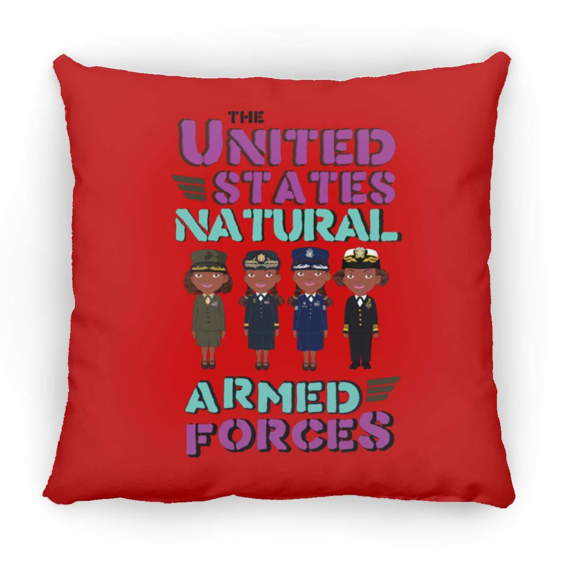 Armed Forces Pillow 16x16-CustomCat-Accessories,Armed Forces with Awesome Hair,Housewares,Pillows,Shop