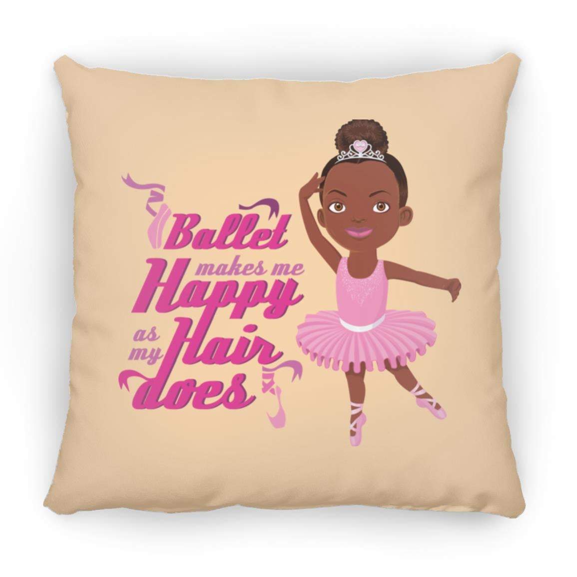 Ballerina Square Pillow 16x16-CustomCat-Accessories,Happy Ballerina,Pillows
