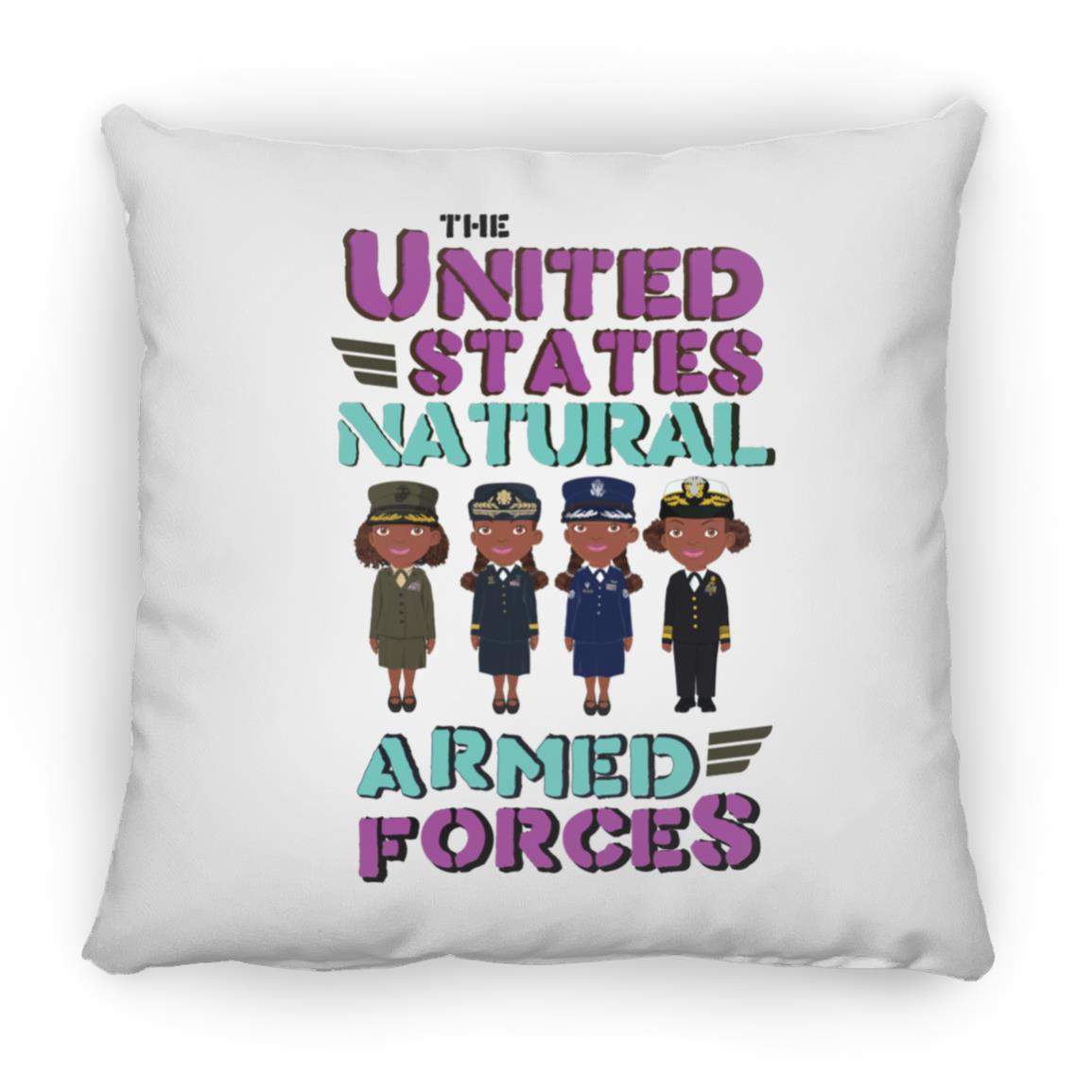 Armed Forces Pillow 16x16-CustomCat-Accessories,Armed Forces with Awesome Hair,Housewares,Pillows,Shop