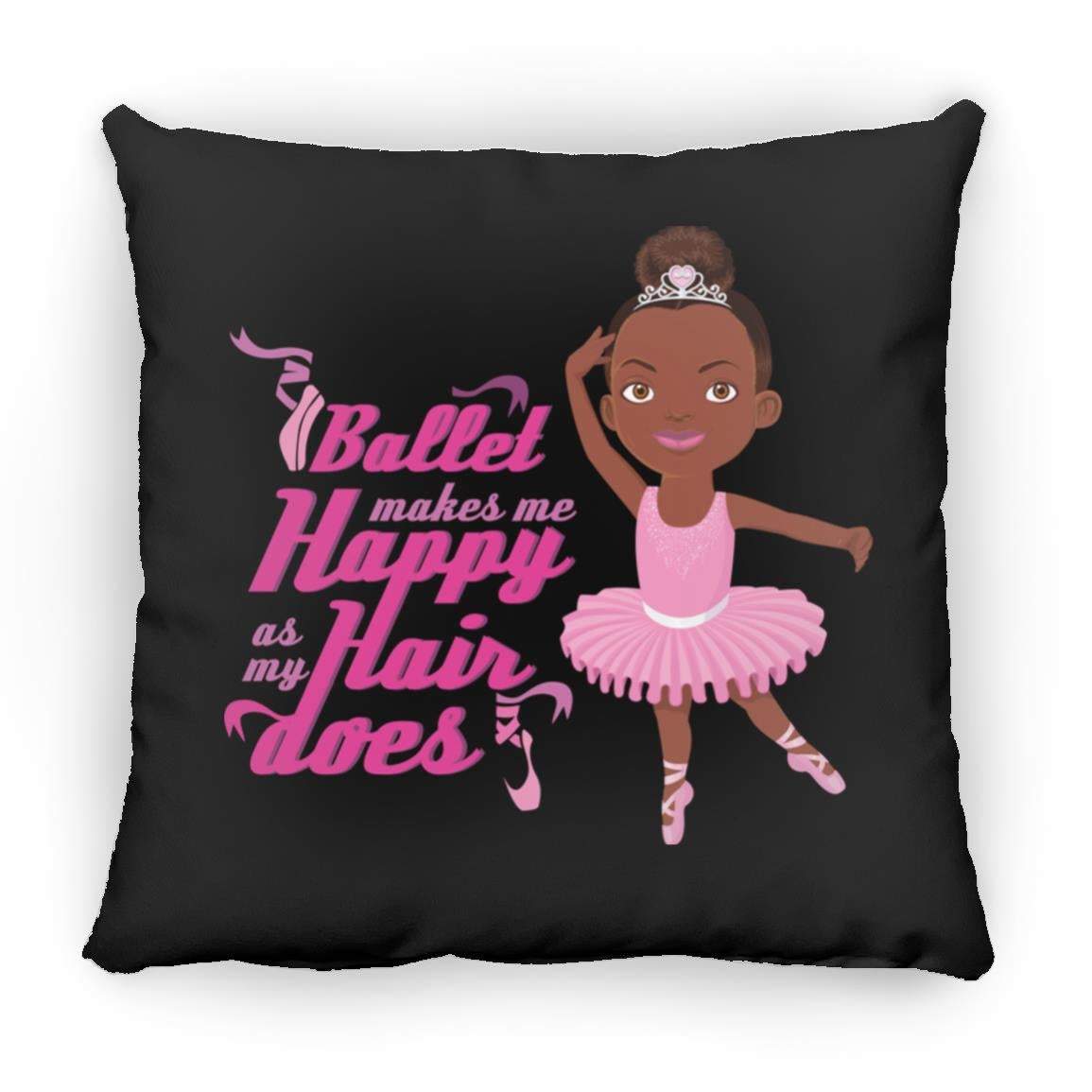 Ballerina Square Pillow 16x16-CustomCat-Accessories,Happy Ballerina,Pillows