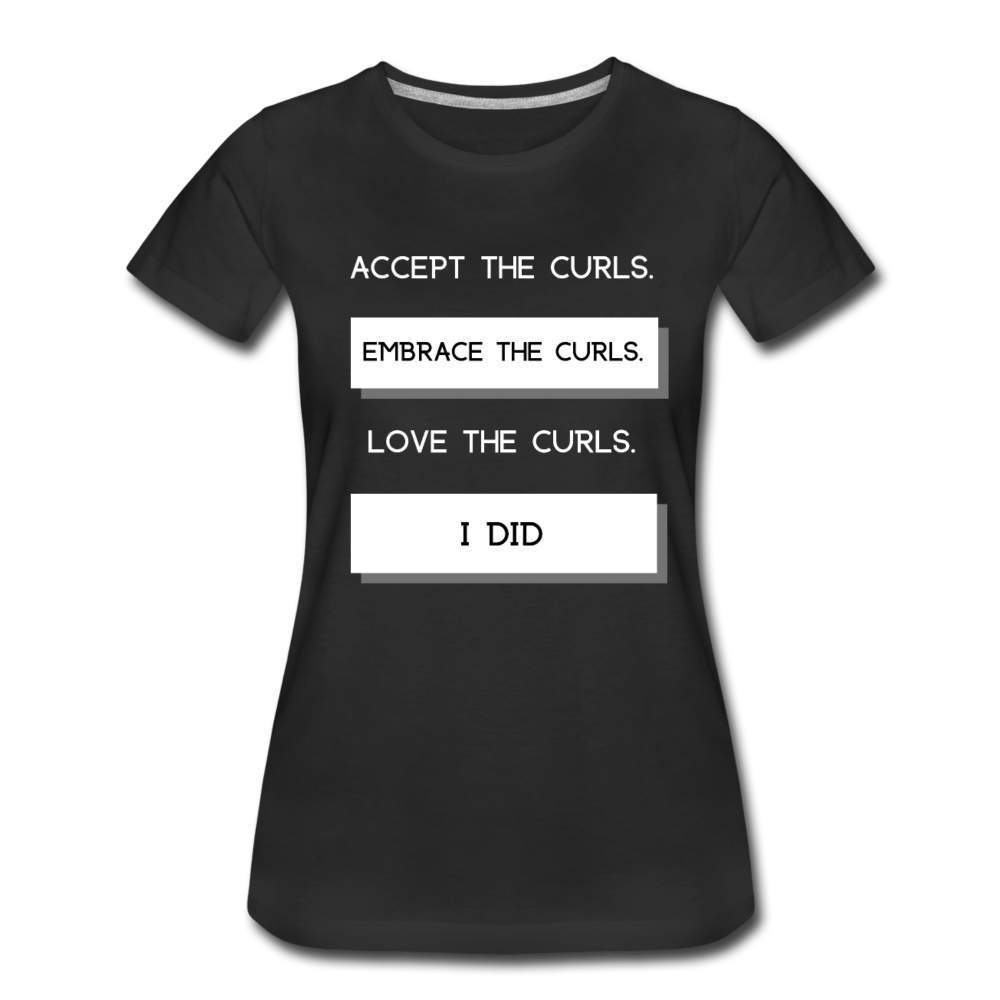 Accept The Curls Youth/Women T-Shirt (White Print)-Riley's Way-Girls Clothes,Girls T-shirts,Shop,T-Shirts,Women,Women T shirts,Youth/Women