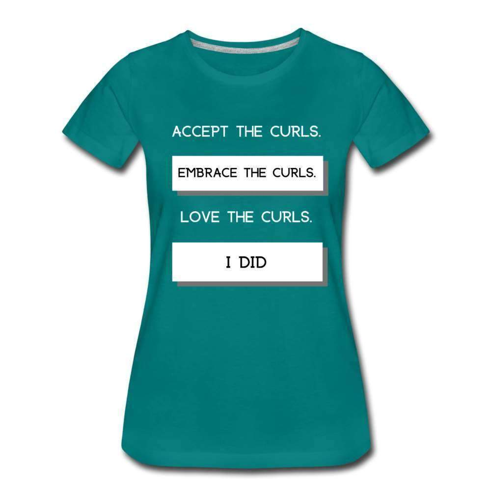 Accept The Curls Youth/Women T-Shirt (White Print)-Riley's Way-Girls Clothes,Girls T-shirts,Shop,T-Shirts,Women,Women T shirts,Youth/Women