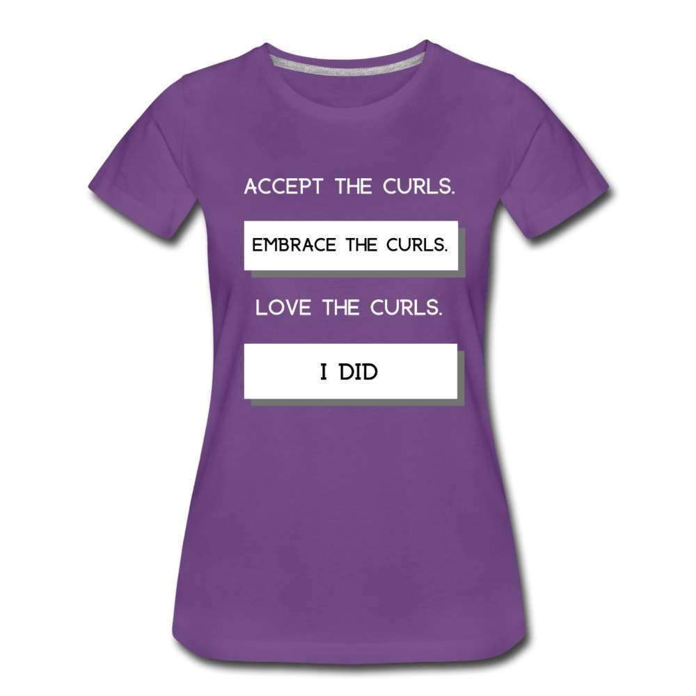Accept The Curls Youth/Women T-Shirt (White Print)-Riley's Way-Girls Clothes,Girls T-shirts,Shop,T-Shirts,Women,Women T shirts,Youth/Women