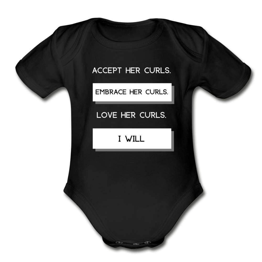 Accept Her Curls Organic Boy Onesie (White Print)-Riley's Way-Boy Infants,Boys,Shop