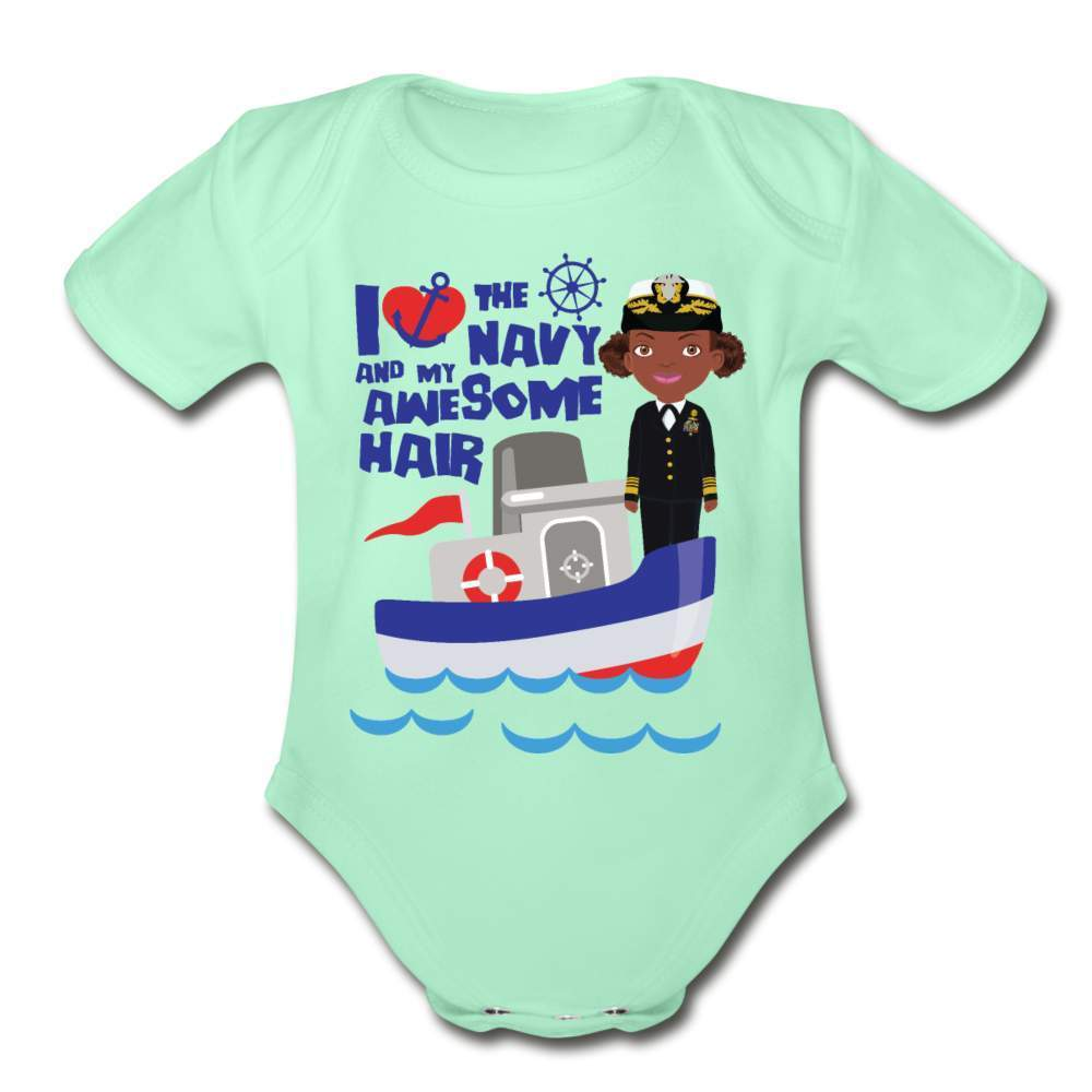 I Love the Navy and My Awesome Hair Organic Short Sleeve Baby Bodysuit-SPOD-Armed Forces with Awesome Hair,Baby Bodysuits,Career T shirts and Onesies,Girls Clothes,infant,Infants,Kids & Babies,navy awesome,Shop,SPOD