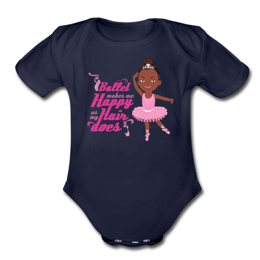 Happy Ballerina Organic Short Sleeve Baby Bodysuit-SPOD-Career T shirts and Onesies,Girls Clothes,Happy Ballerina,infant,Infants,Shop,SPOD