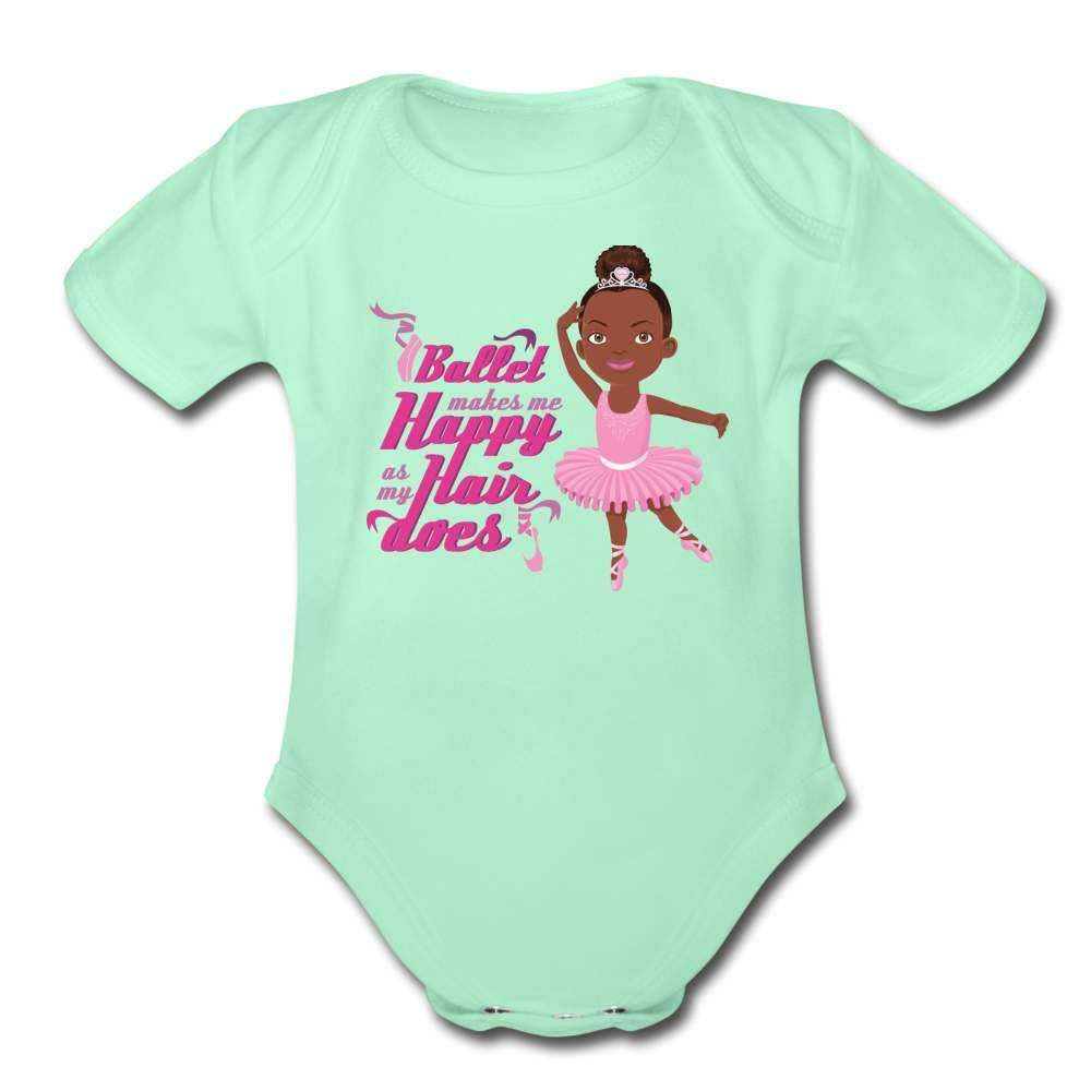 Happy Ballerina Organic Short Sleeve Baby Bodysuit-SPOD-Career T shirts and Onesies,Girls Clothes,Happy Ballerina,infant,Infants,Shop,SPOD
