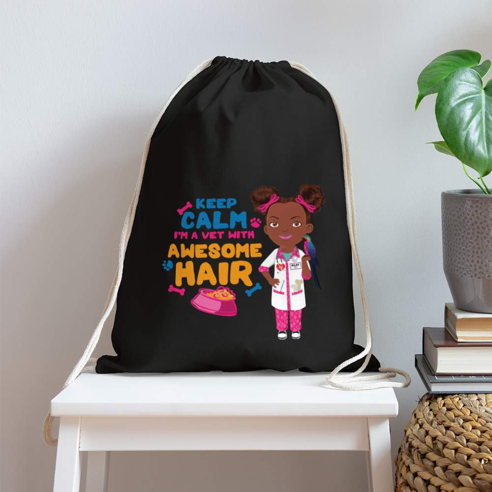 Veterinarian Cotton Drawstring Bag - black