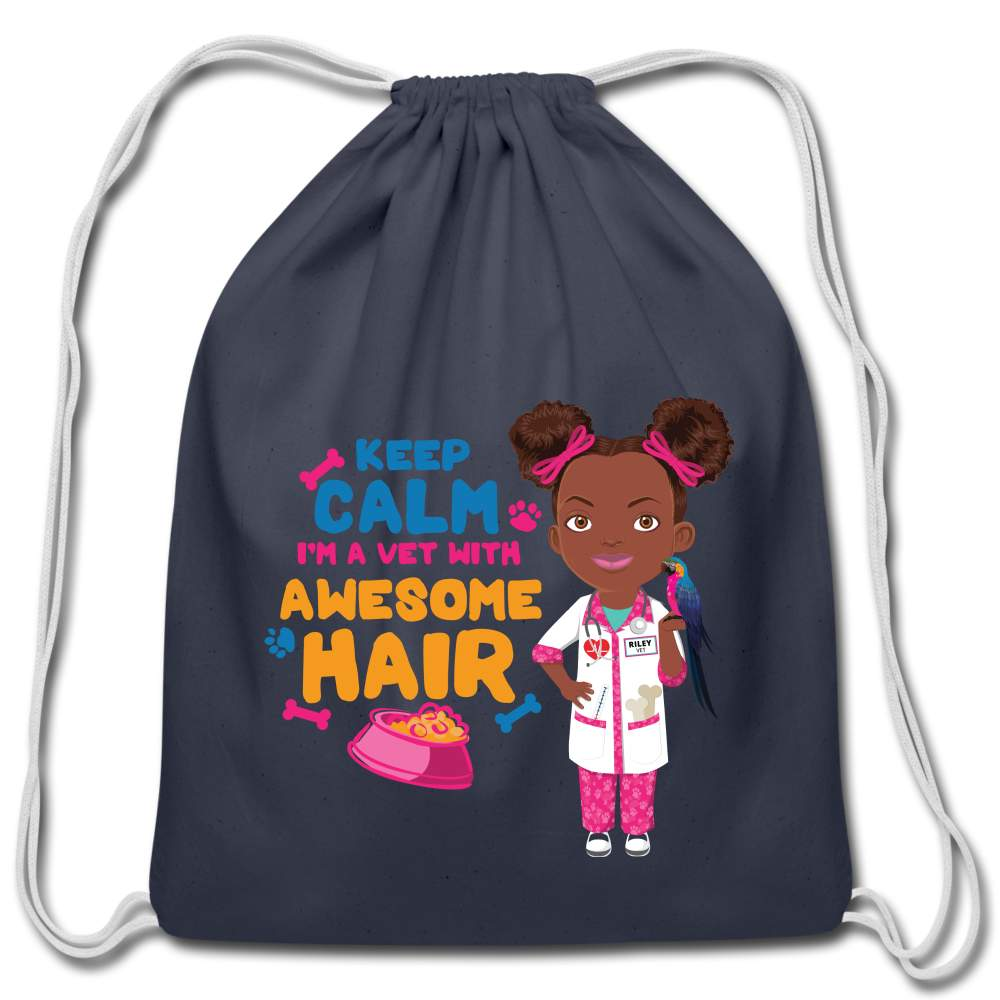 Veterinarian Cotton Drawstring Bag - navy
