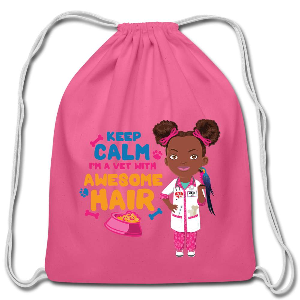 Veterinarian Cotton Drawstring Bag - pink