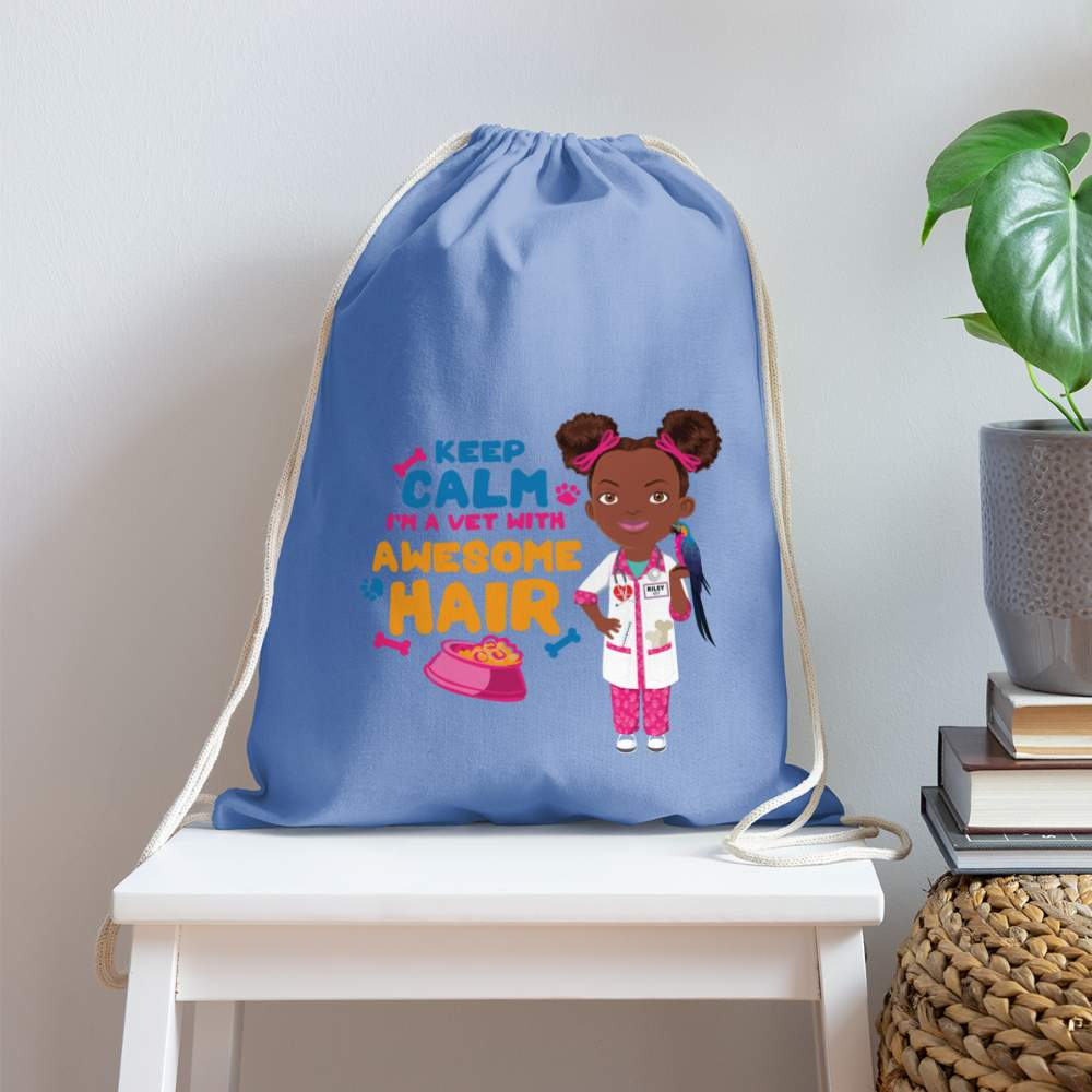 Veterinarian Cotton Drawstring Bag - carolina blue