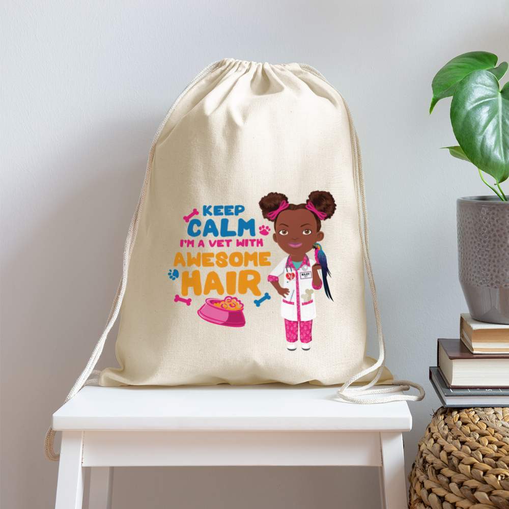 Veterinarian Cotton Drawstring Bag - natural