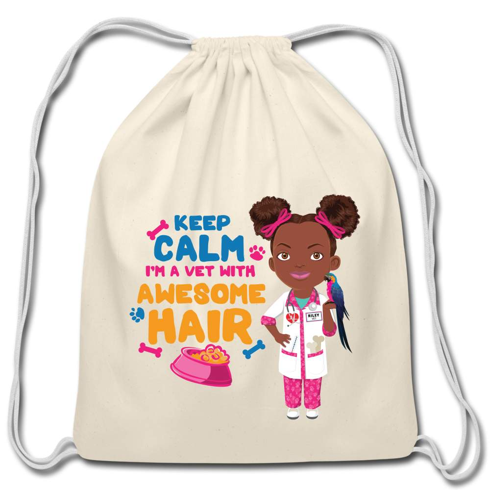 Veterinarian Cotton Drawstring Bag - natural