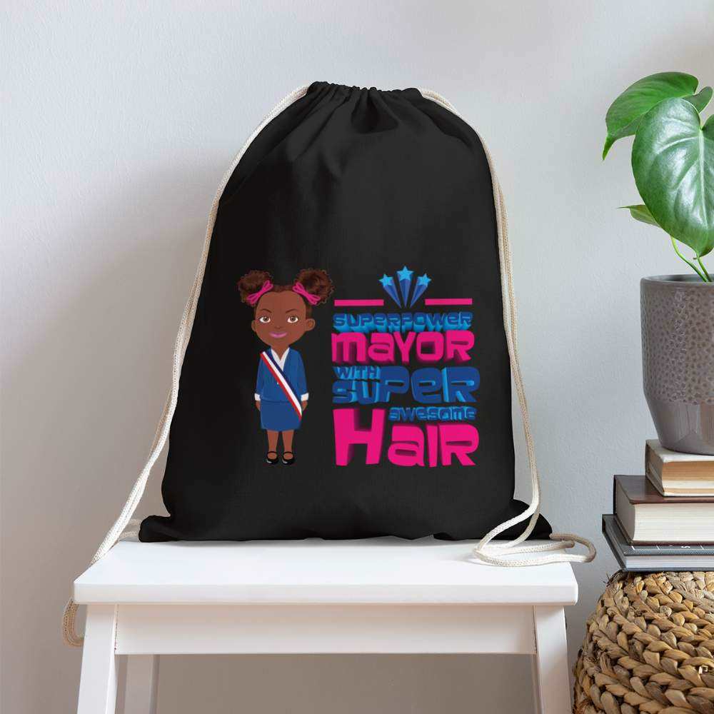 Mayor Cotton Drawstring Bag - black