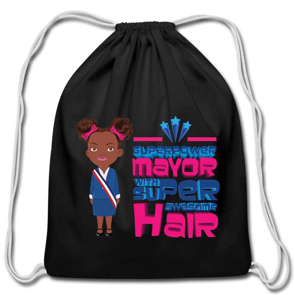 Mayor Cotton Drawstring Bag - black
