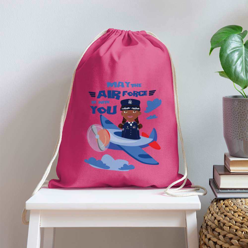 Airforce Cotton Drawstring Bag - pink