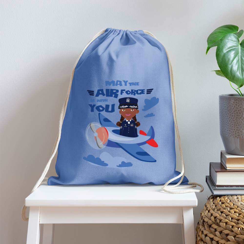 Airforce Cotton Drawstring Bag - carolina blue