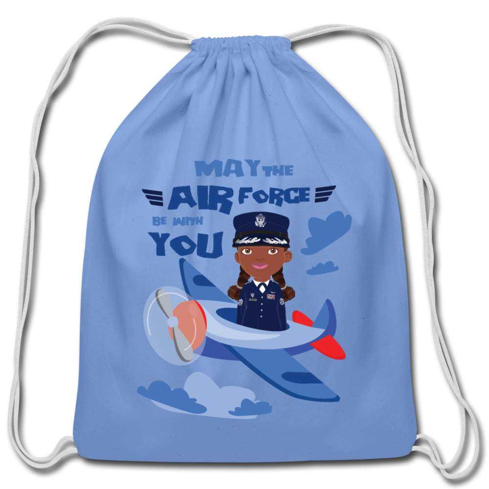 Airforce Cotton Drawstring Bag - carolina blue