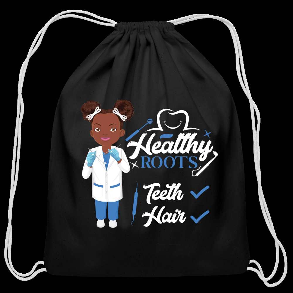 Dentist Cotton Drawstring Bag - black
