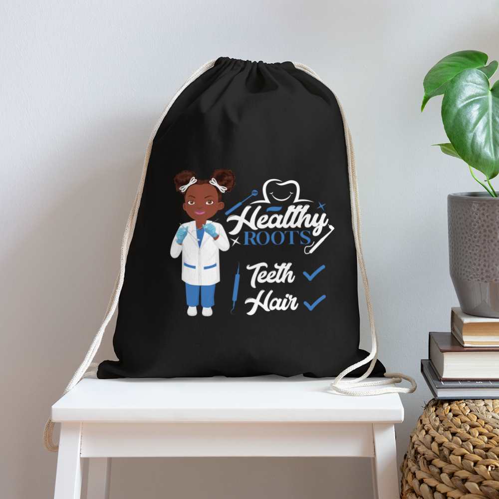 Dentist Cotton Drawstring Bag - black