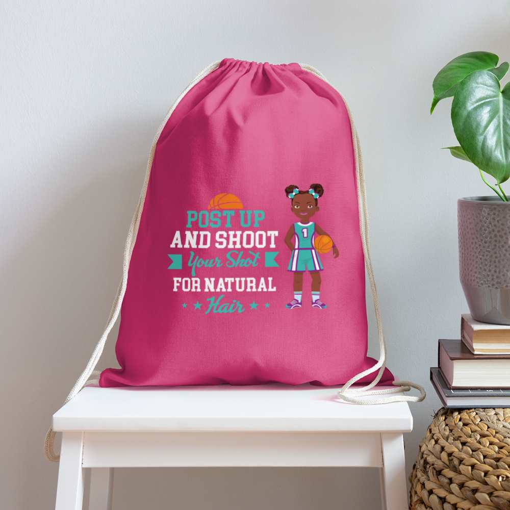 Girls Basketball Cotton Drawstring Bag - pink