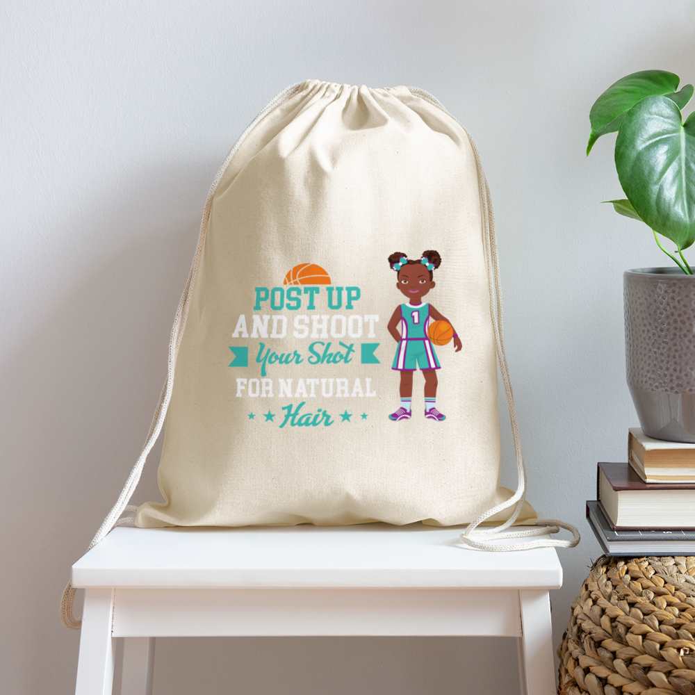 Girls Basketball Cotton Drawstring Bag - natural